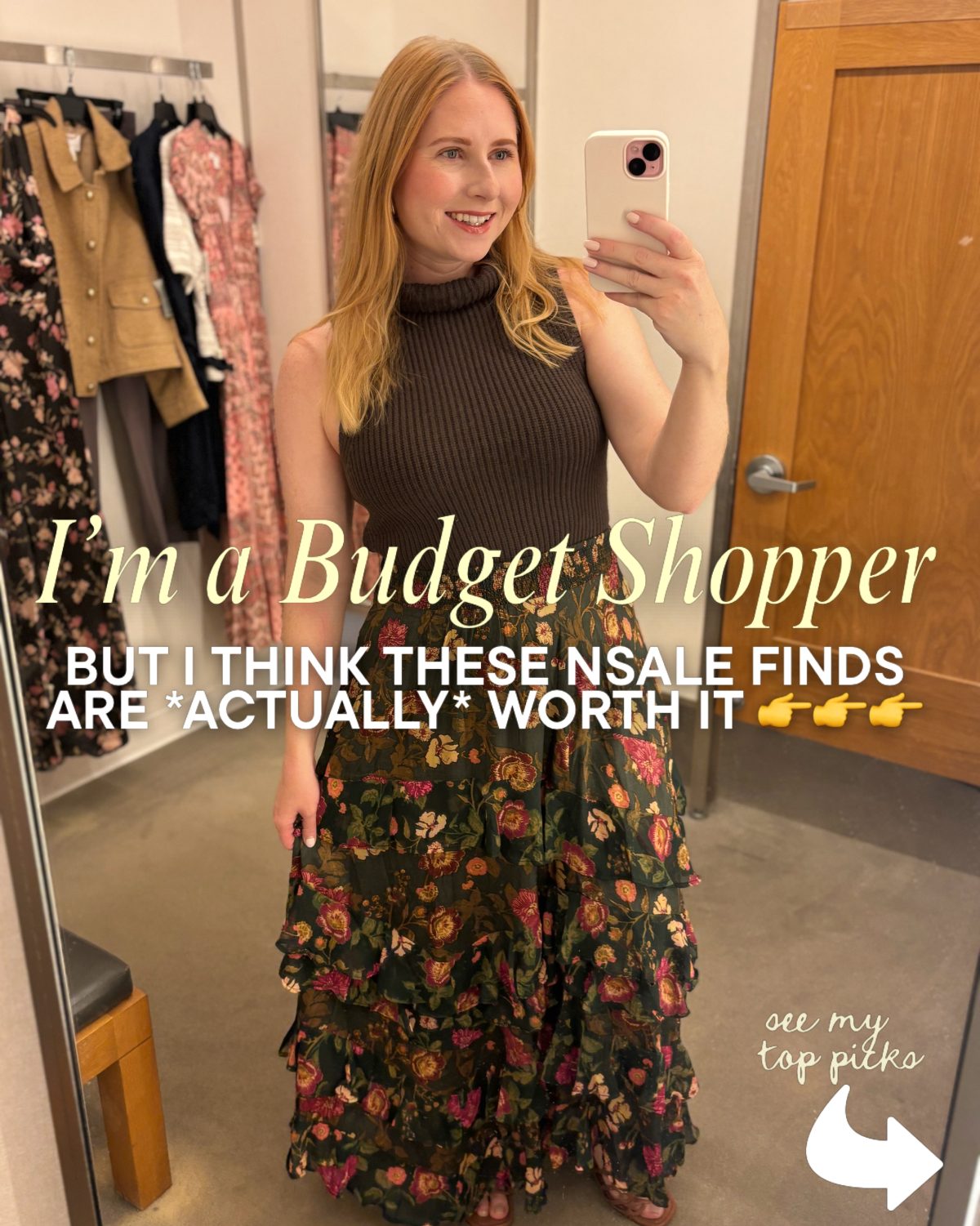 A Sleeveless Knit Top with a Floral Skirt for Budget-Conscious Style